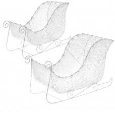 Χριστουγεννιάτικο Διακοσμητικό Μεταλλικό Έλκηθρο Λευκό - Σετ 2 τεμ. (36cm)